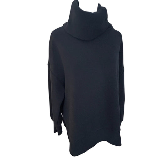 Varley Black Milton Sweat Cowl Neck Side Zip Pullover Womens Size Extra Small