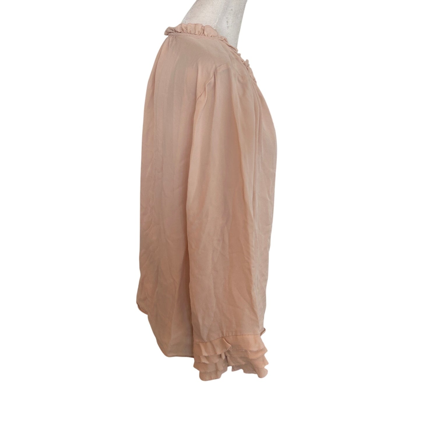Rebecca Taylor Light Pink Long Sleeve Silk Ruffled Blouse Top Womens Size 12