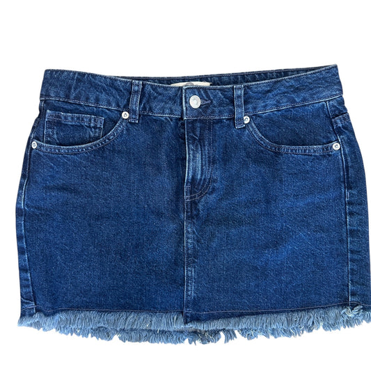 We The Free Dark Wash Raw Hem Denim Mini Skirt Womens Size 8