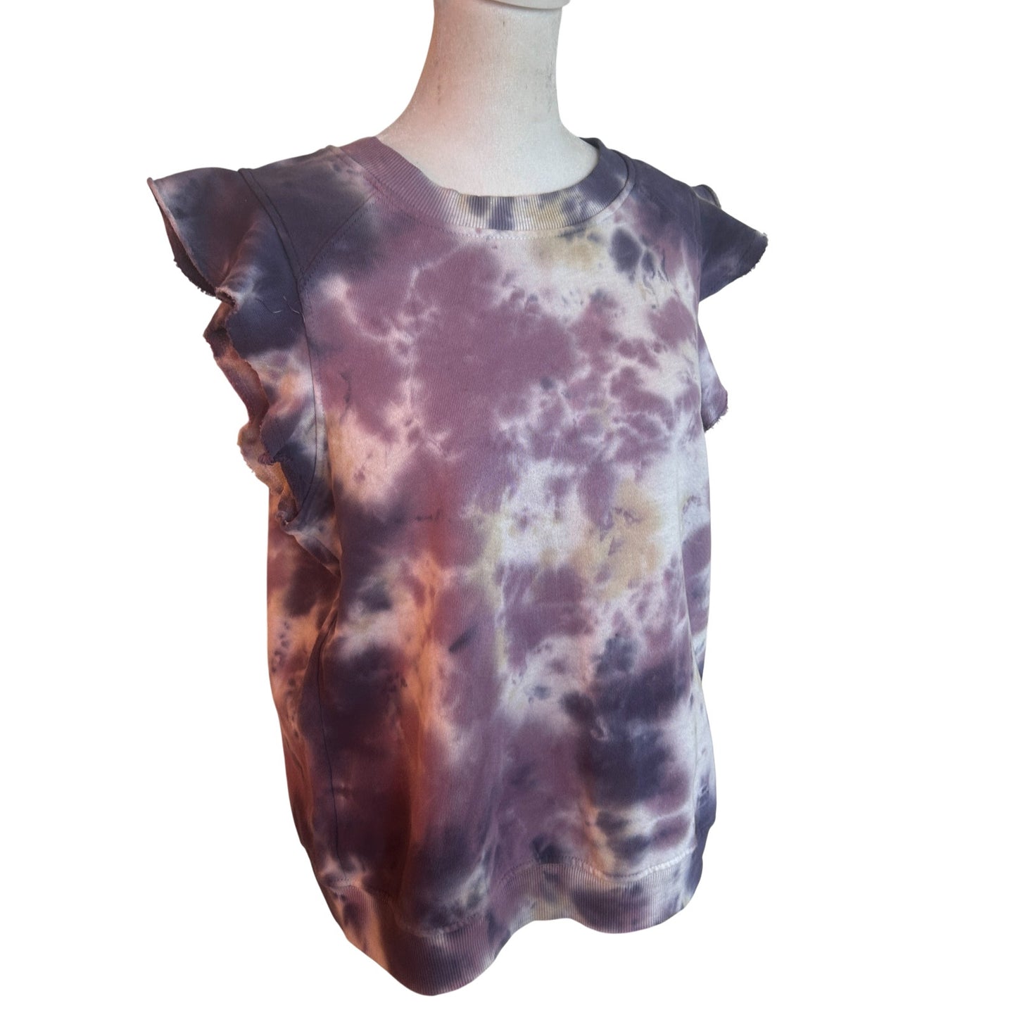 Anthropologie T.LA Purple Tie Dye Ruffled Sleeveless Top Womens Size Medium NEW