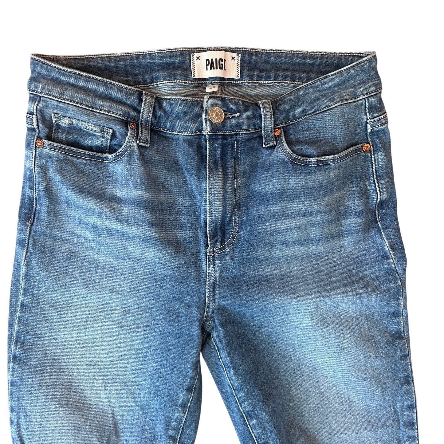 Paige Jeans Hoxton Crop Medium Wash Raw Hem Cropped Jeans Womens Size 29