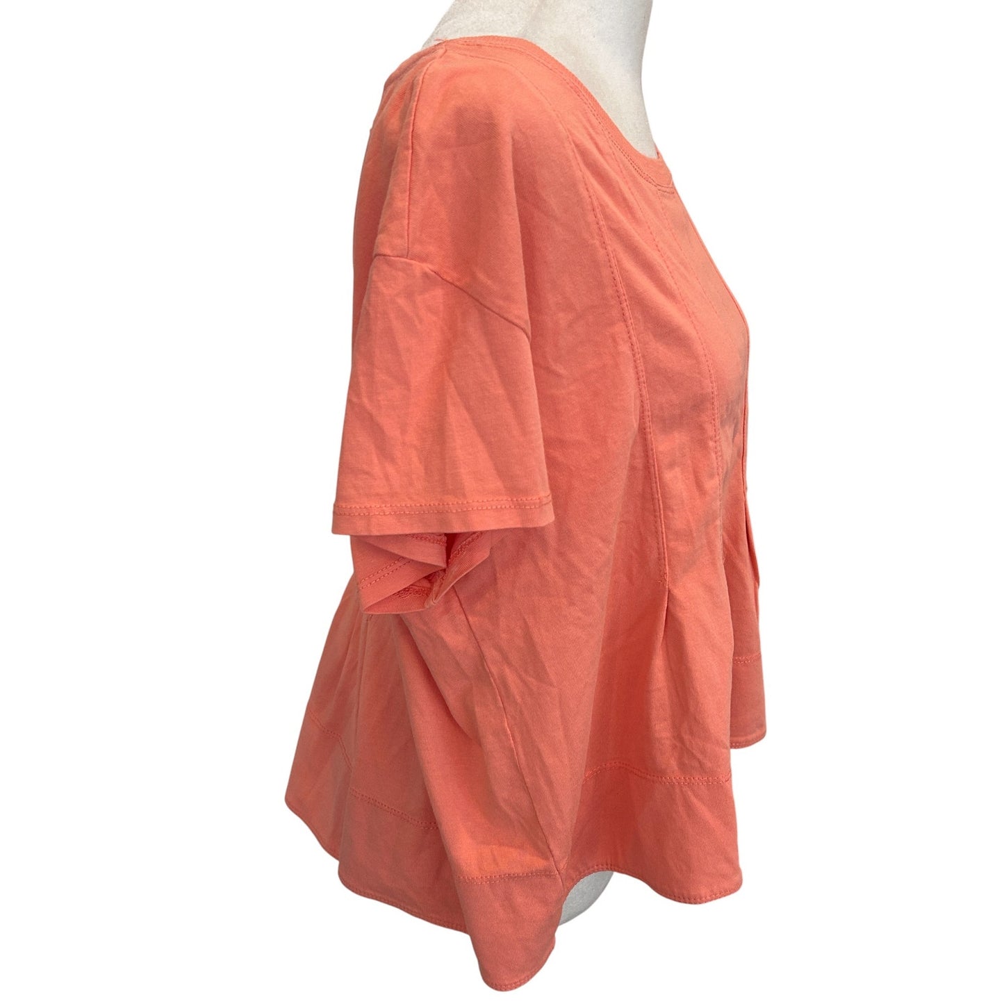 Pilcro Anthropologie Orange Short Sleeve Boxy Top Womens Size Medium Petite