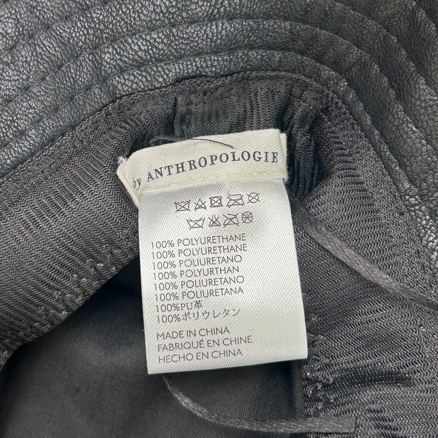 Anthropologie Black Faux Leather Bucket Hat Womens One Size