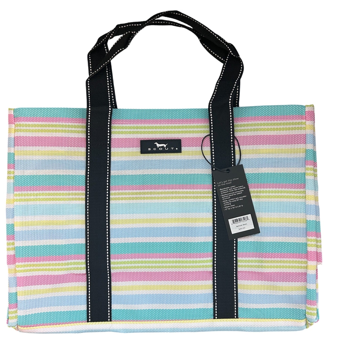 SCOUT Bags Roadtripper Open Top Tote Bag Bermuda Shorts Pastel Stripes NEW
