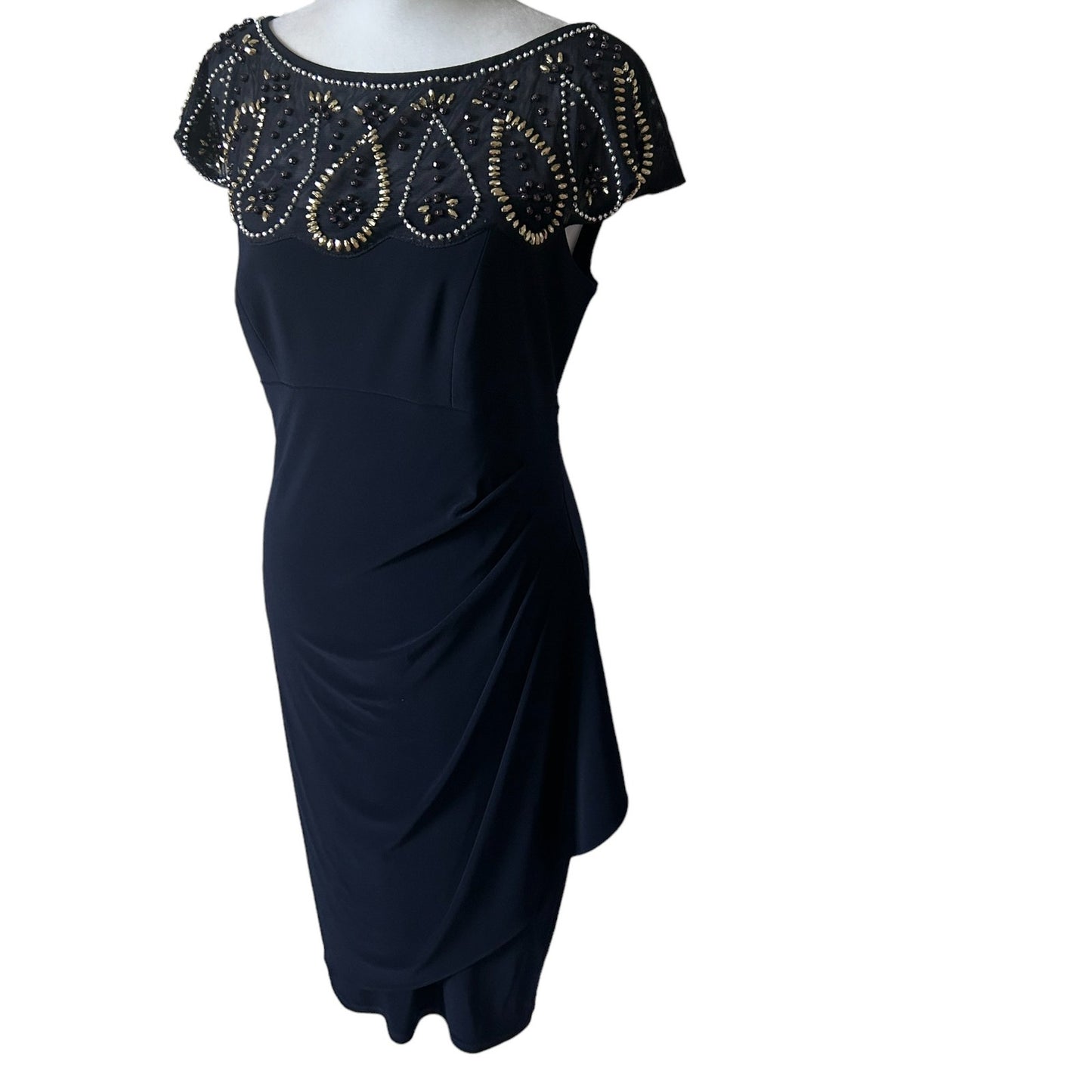 Joseph Ribkoff NEW Blue Dress Beaded Embellished Top Style 191307 Womens Size 8
