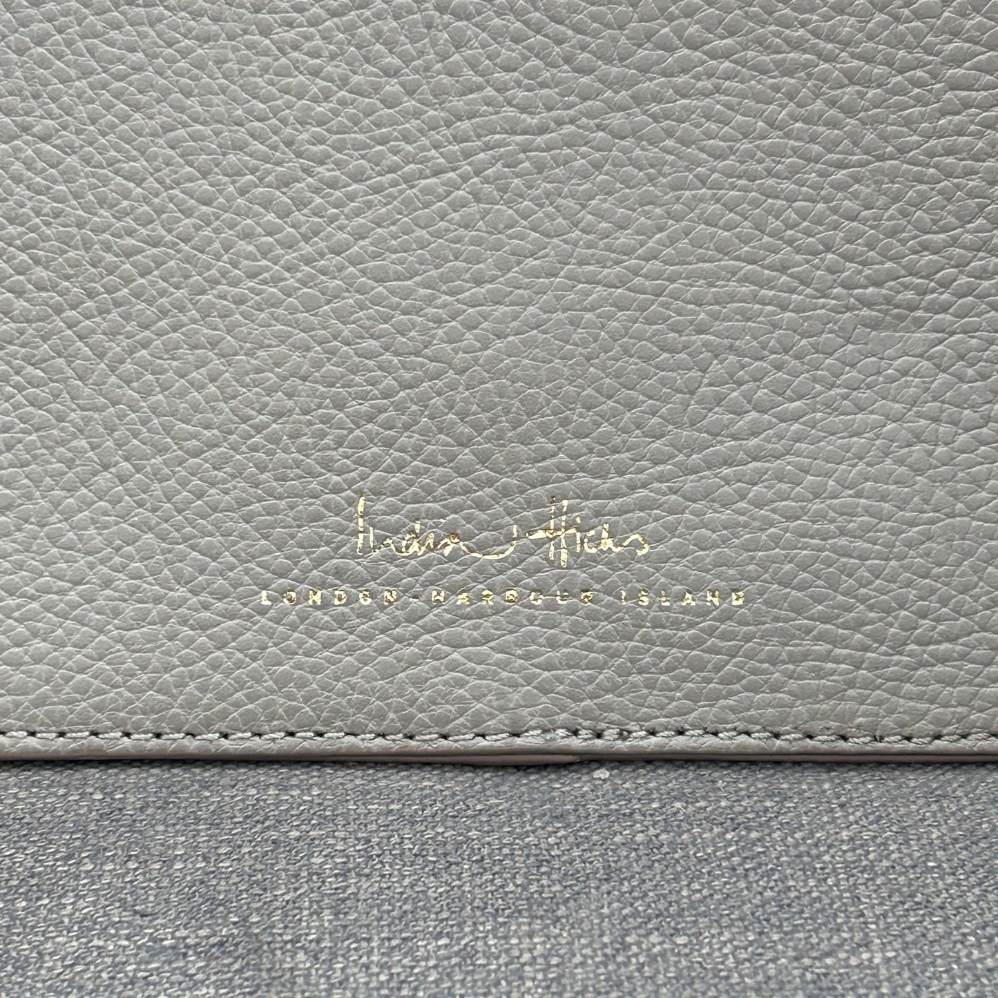 India Hicks Taupe Brown Big Zipper Pebbled Leather Clutch Bag