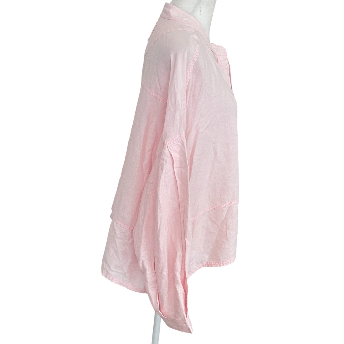We The Free Light Pink Linen Blend Boxy Boho Top Womens Size Extra Small