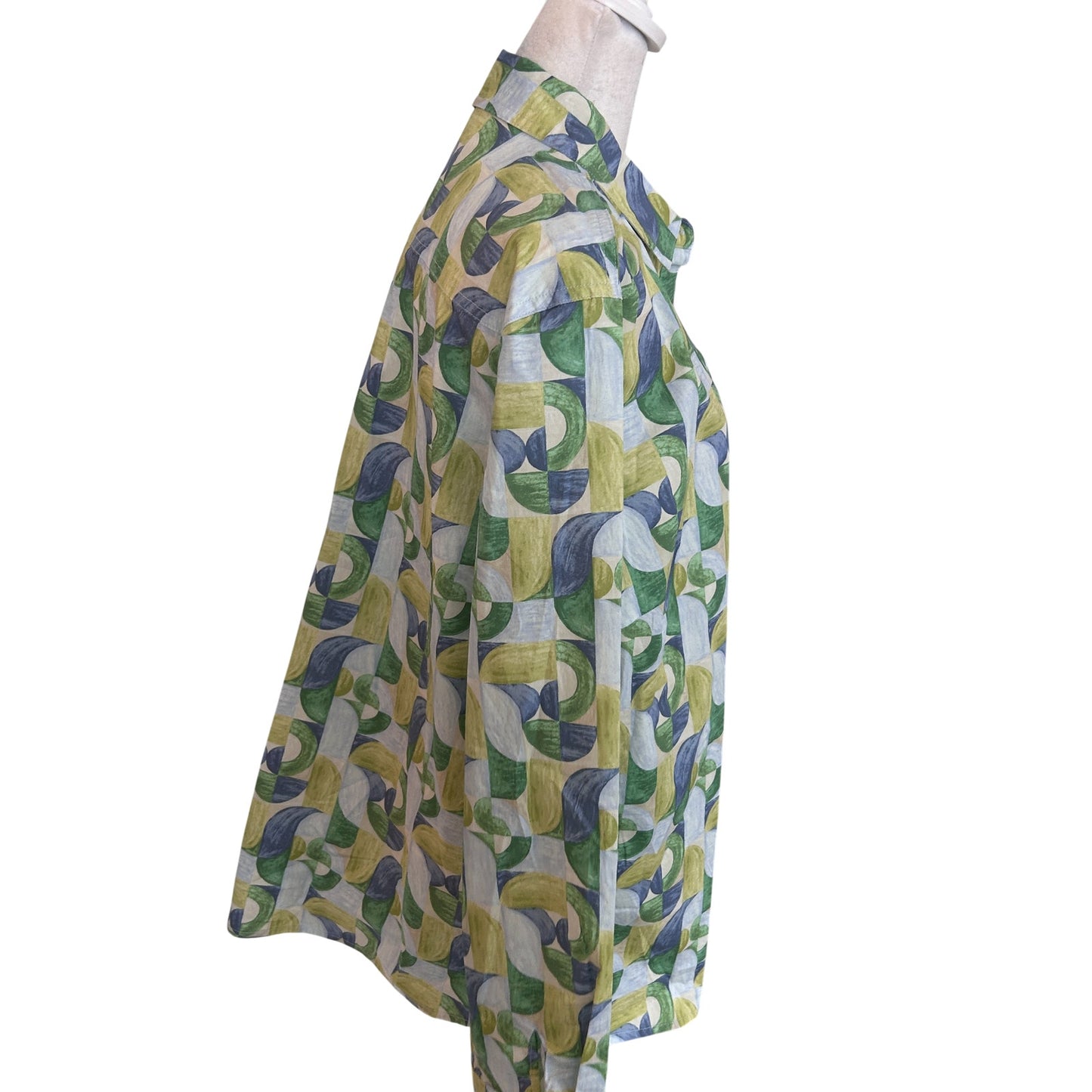 J. McLaughlin Yellow, Blue, Green White  Button Down Top Womens Size XL