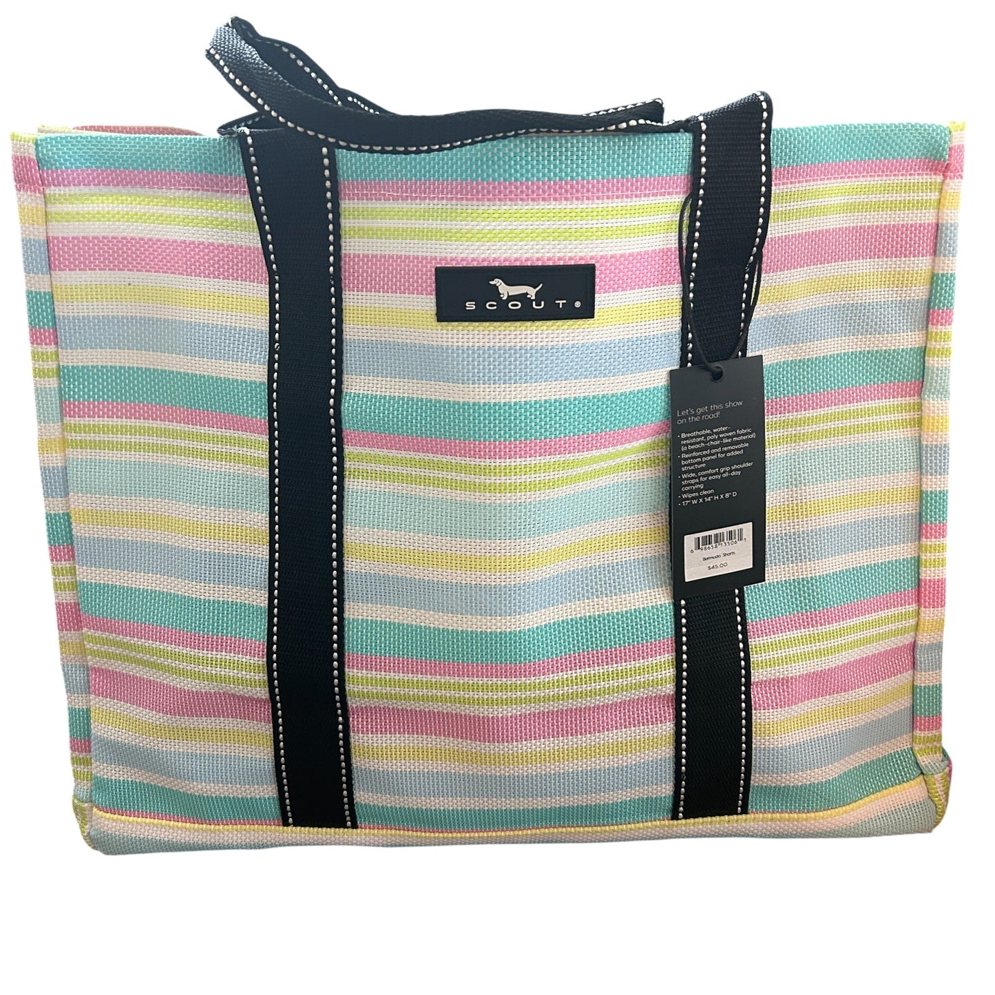 SCOUT Bags Roadtripper Open Top Tote Bag Bermuda Shorts Pastel Stripes NEW