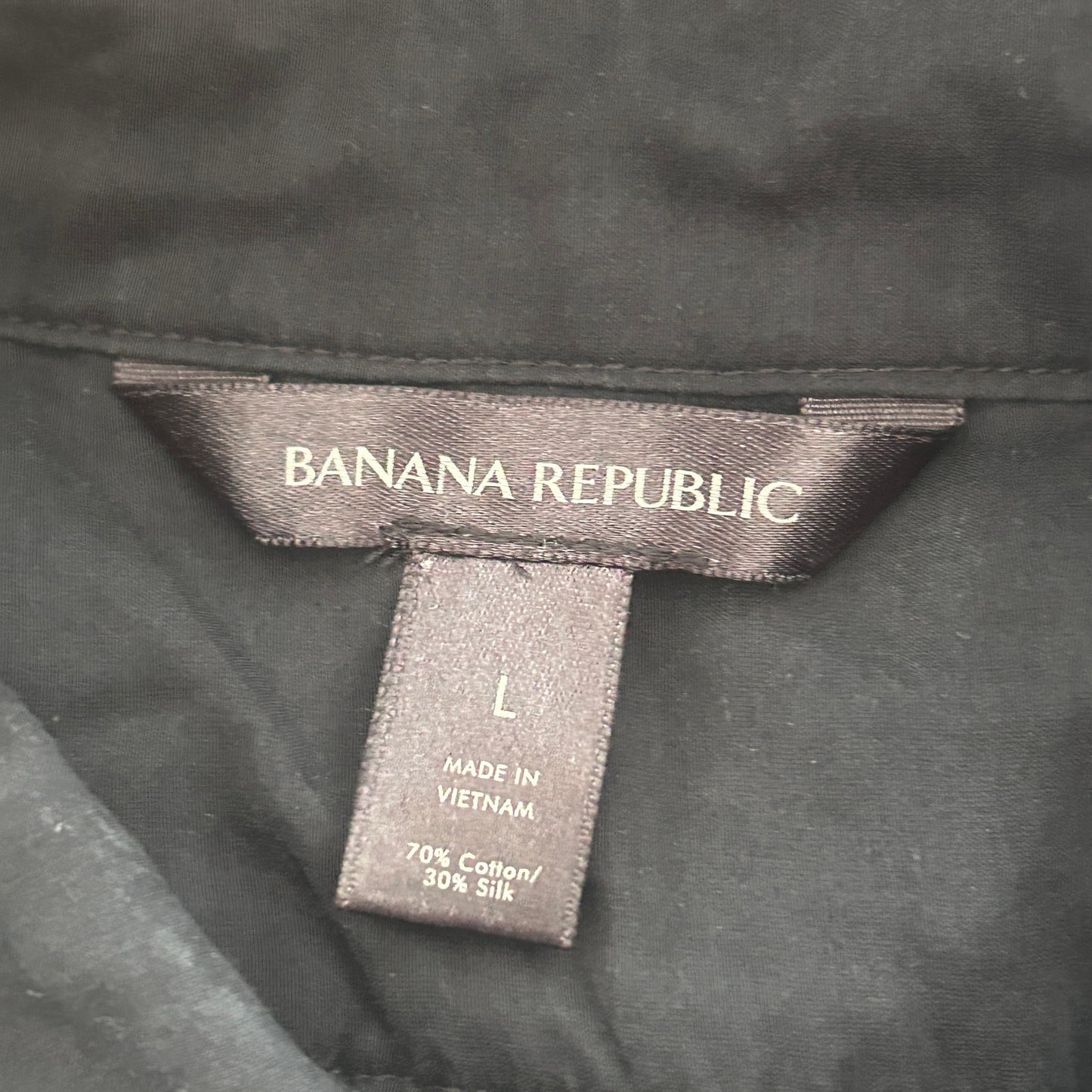 Banana Repulic Black Silk Blend Boxy Flowy Short Sleeve Blouse Womens Size Large