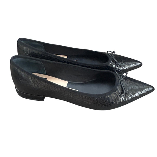 Dolce Vita Palani Black Pointed Toe Flats Black Snake Embossed Womens Size 9.5