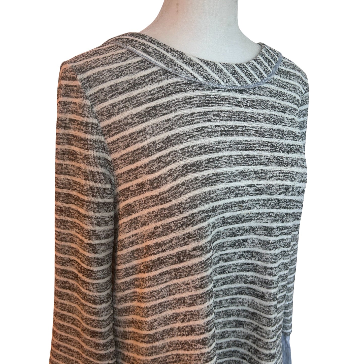 THML Black, Blue, White Striped Long Sleeve Pullover Top Womens Size Small