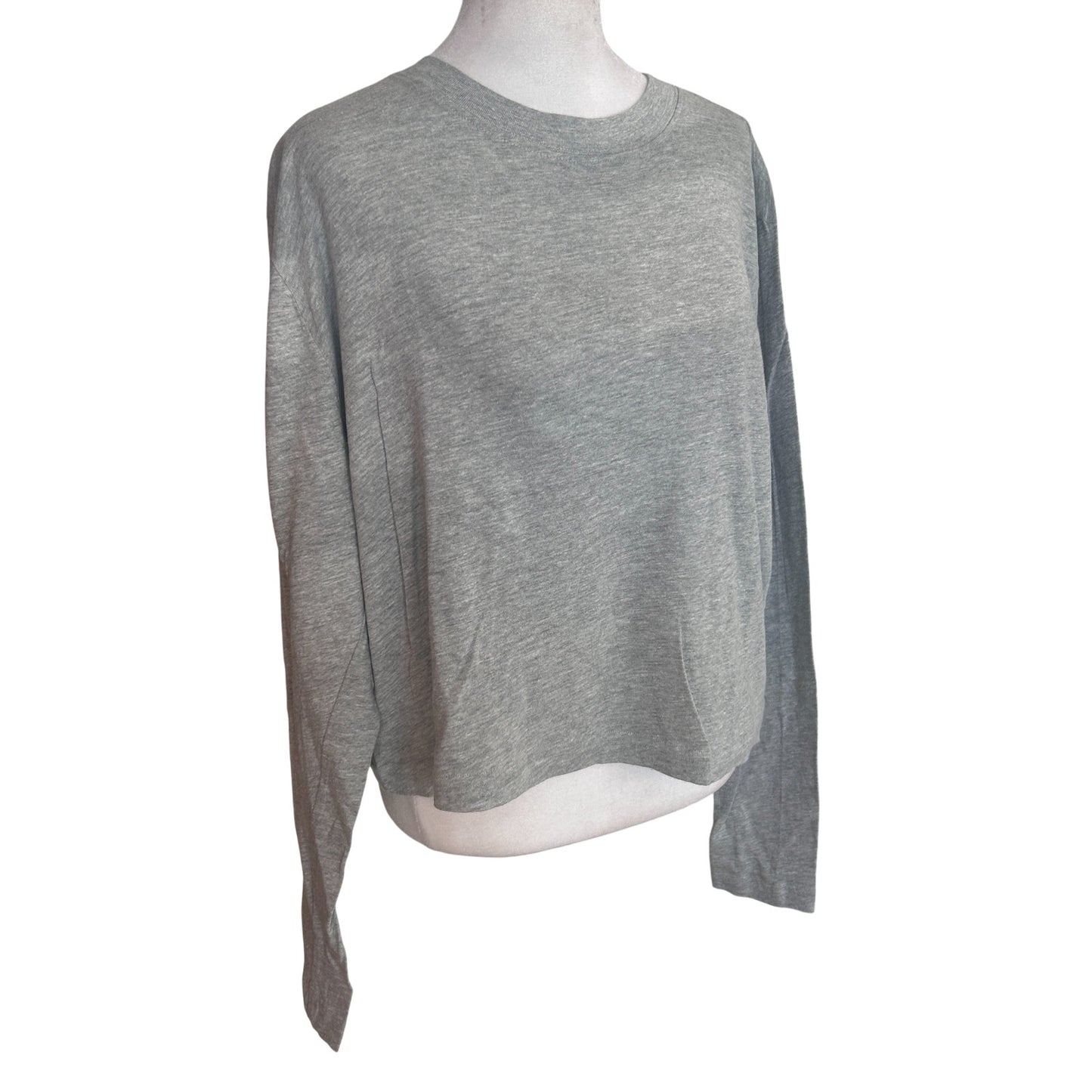 Michael Stars Mac High Crew Boxy Tee Long Sleeve Heather Gray Womens Medium NEW