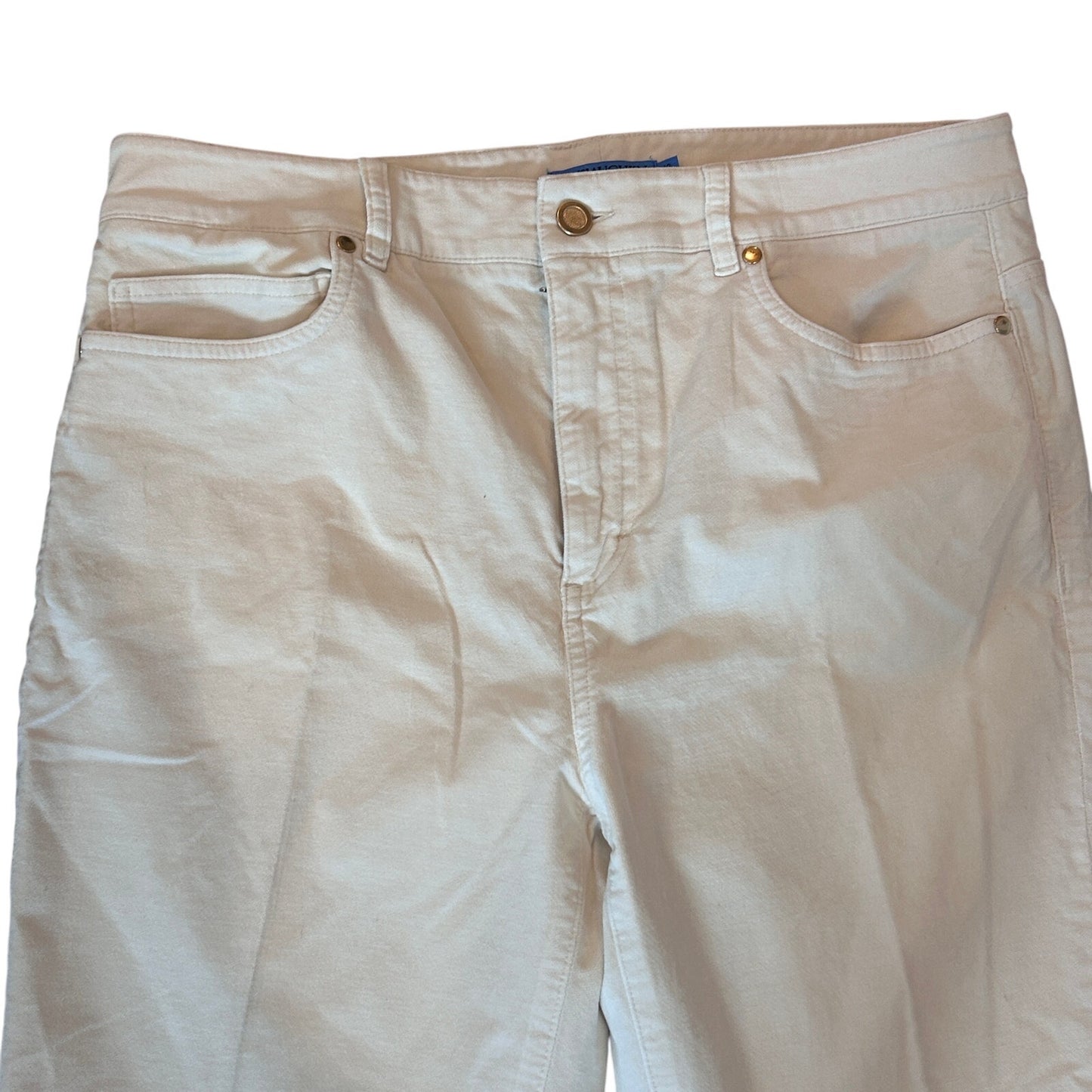 J. McLaughlin Ivory Off-White Velvet Pants Womens Size 12 Silver Button