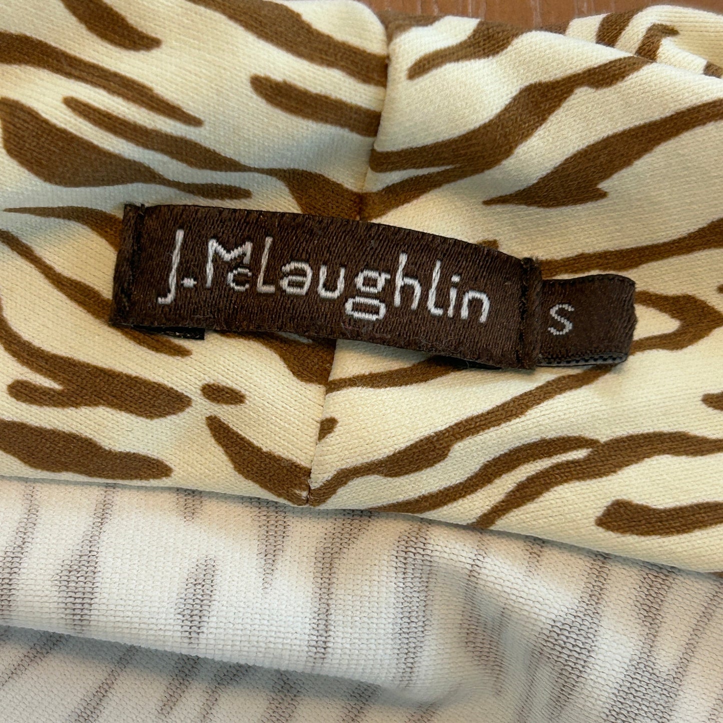 J. McLaughlin Tan, Animal Print 3/4 Sleeve Stretch Wrap Dress Womens Size Small