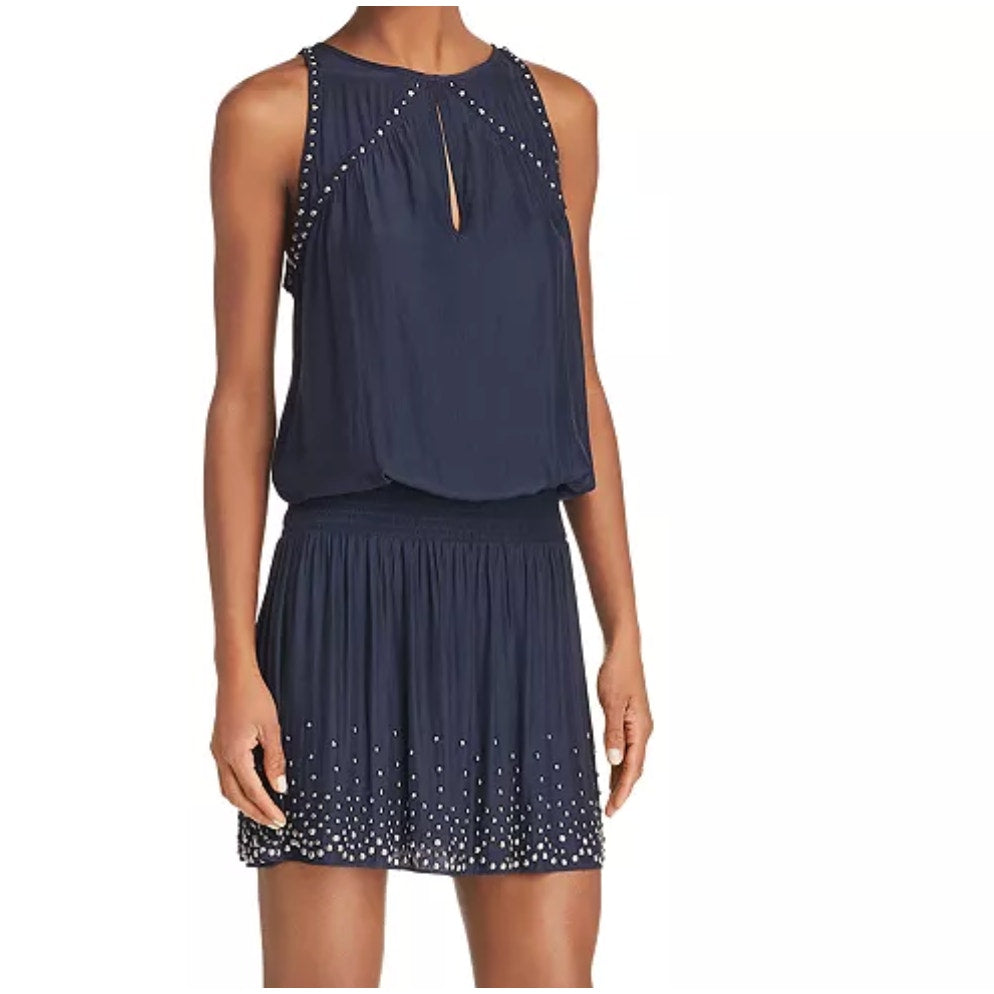 Ramy Brook NWT Navy Blue Embellished Hilary Mini Dress Womens Size Small NEW