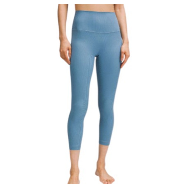 Lululemon Align Ribbed High Rise Crop 23" Utility Blue Nulu Fabric Womens Size 4
