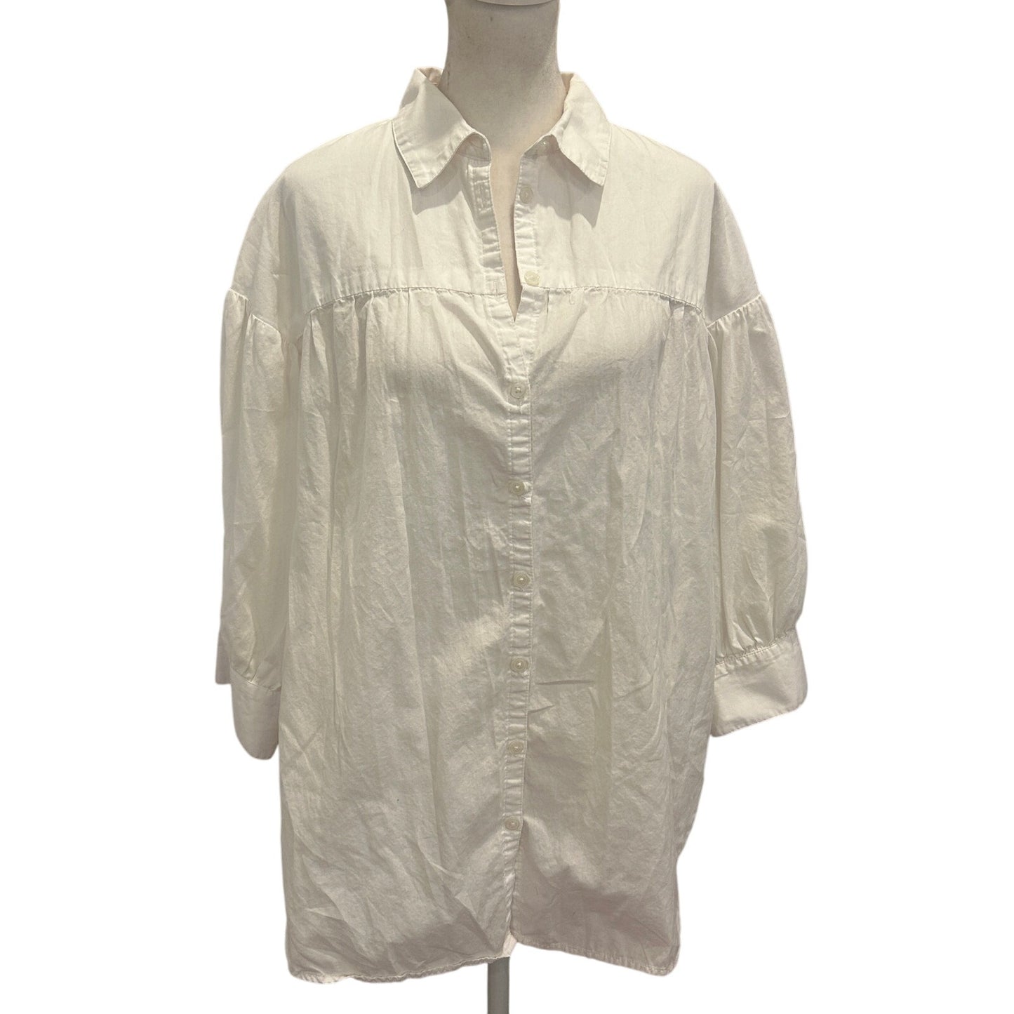 Maeve by Anthropologie White Button Down Classic Top Blouse Womens Size Large