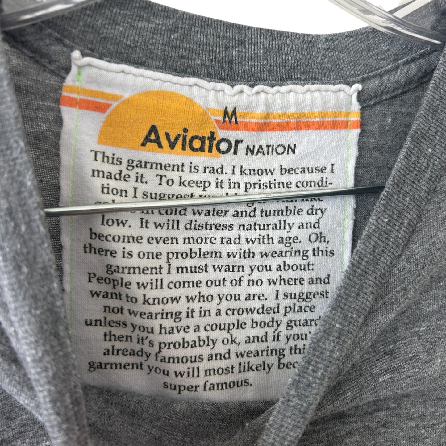 Aviator Nation Venice Surfer Tee Short Sleeve Heather Grey Mens Size Medium