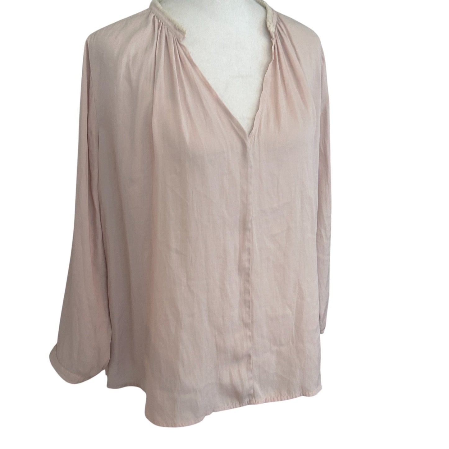 Anthropologie dRA Los Angeles Light Pink V-Neck Blouse Top Womens Size Medium