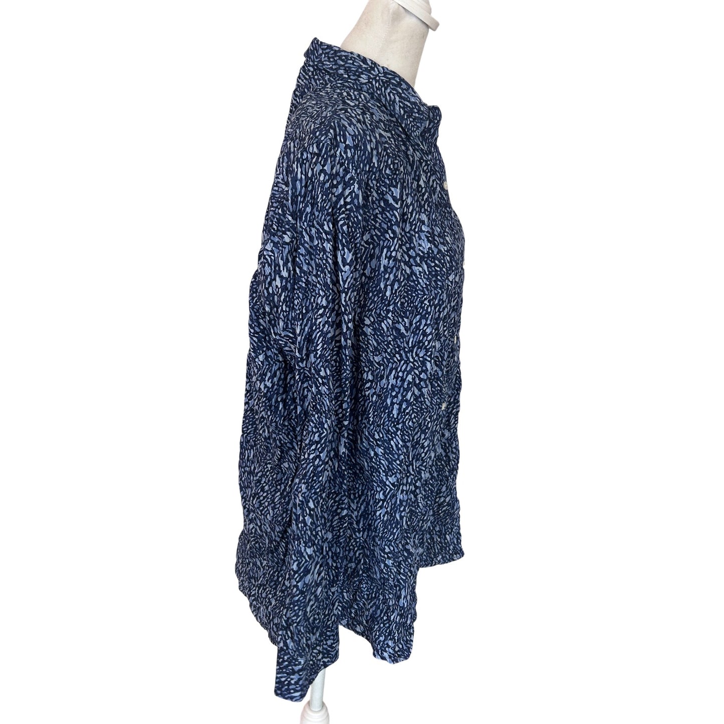 J. McLaughlin Blue and White Button Down Top Womens Size XL