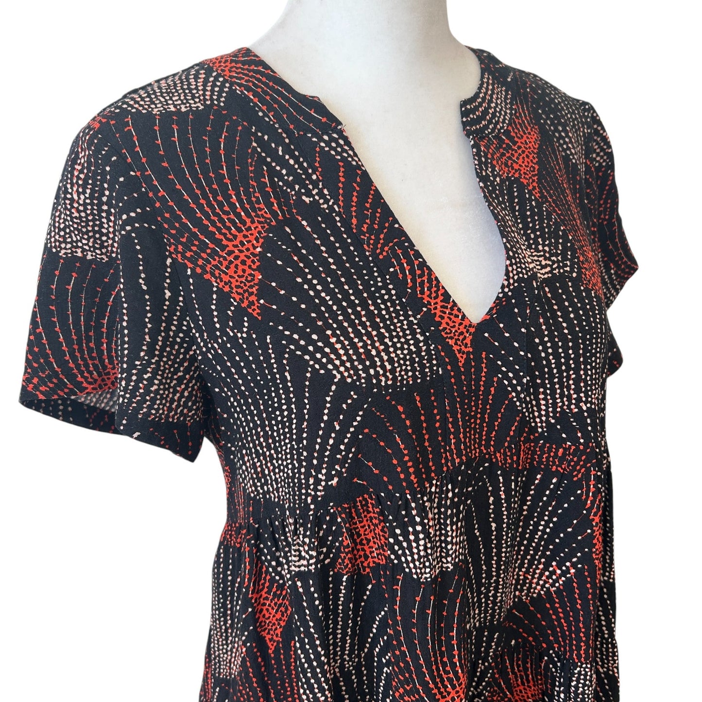 Anthropologie Maeve Tania Tiered Dress Black, Orange Womens Size XS Petite NEW