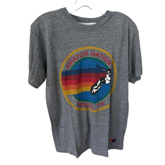 Aviator Nation Venice Surfer Tee Short Sleeve Heather Grey Mens Size Medium