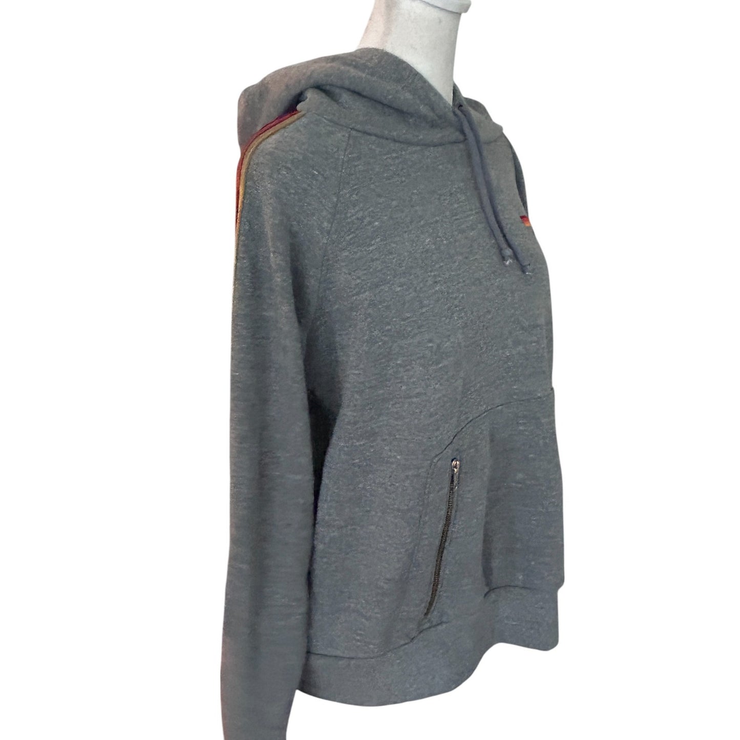 Aviator Nation Gray Pullover Hoodie Front Zippered Pockets Womens Size Medium