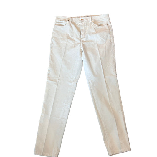 J. McLaughlin Ivory Off-White Velvet Pants Womens Size 12 Silver Button