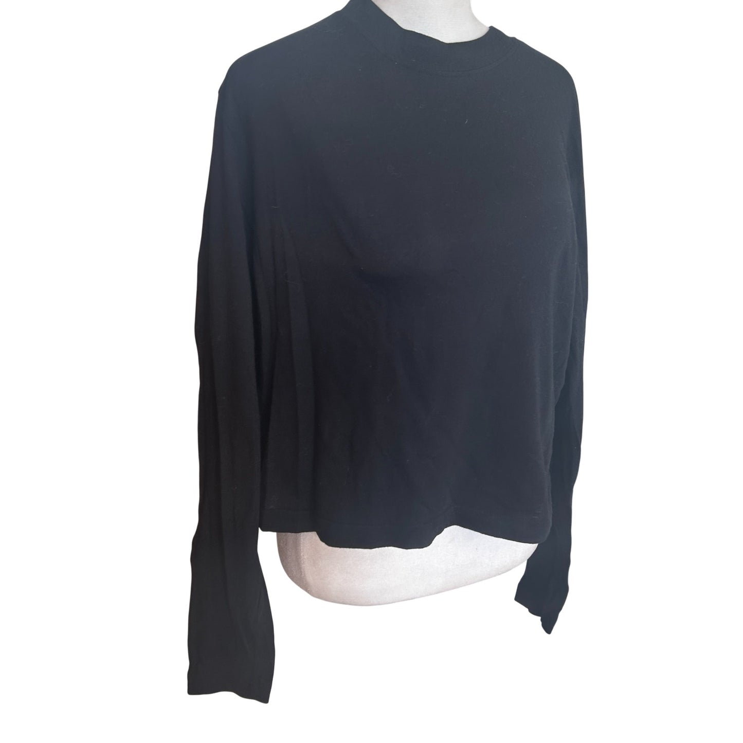 Michael Stars Black Mac High Crew Boxy Tee Long Sleeve Womens Size Medium