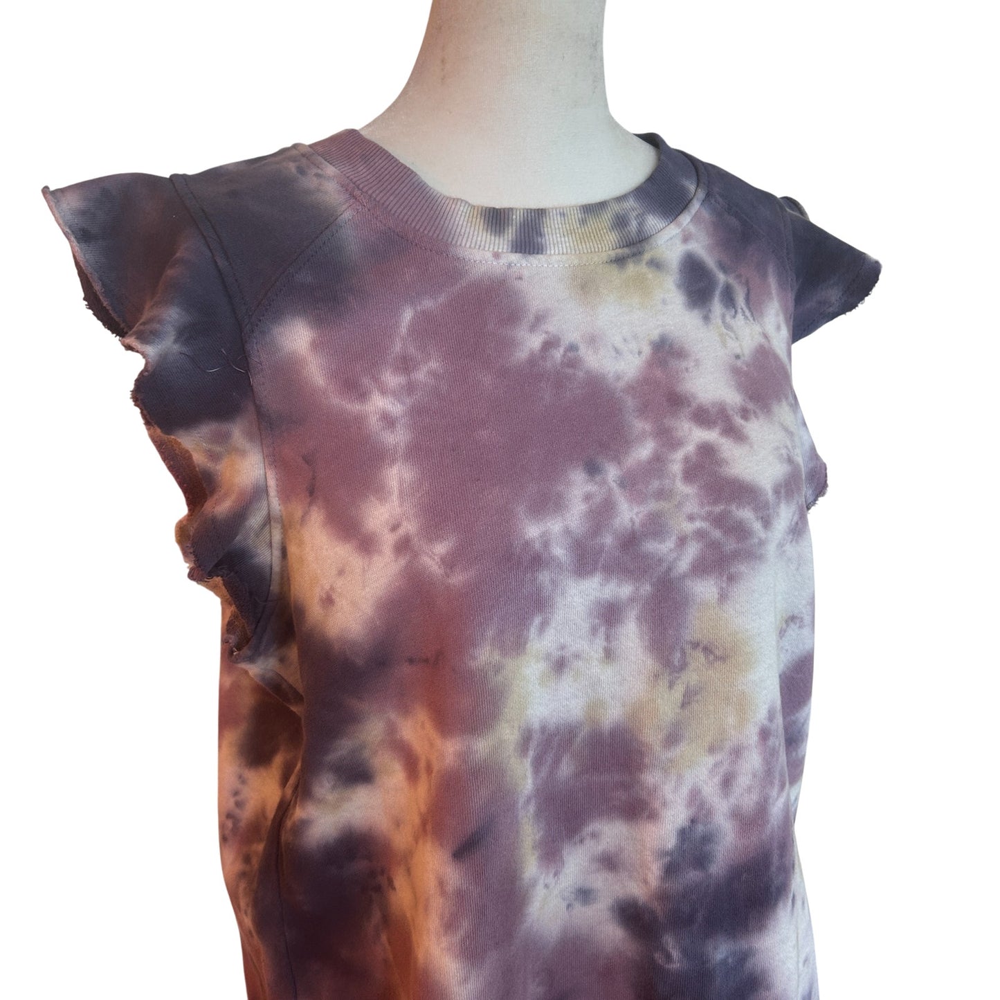 Anthropologie T.LA Purple Tie Dye Ruffled Sleeveless Top Womens Size Medium NEW