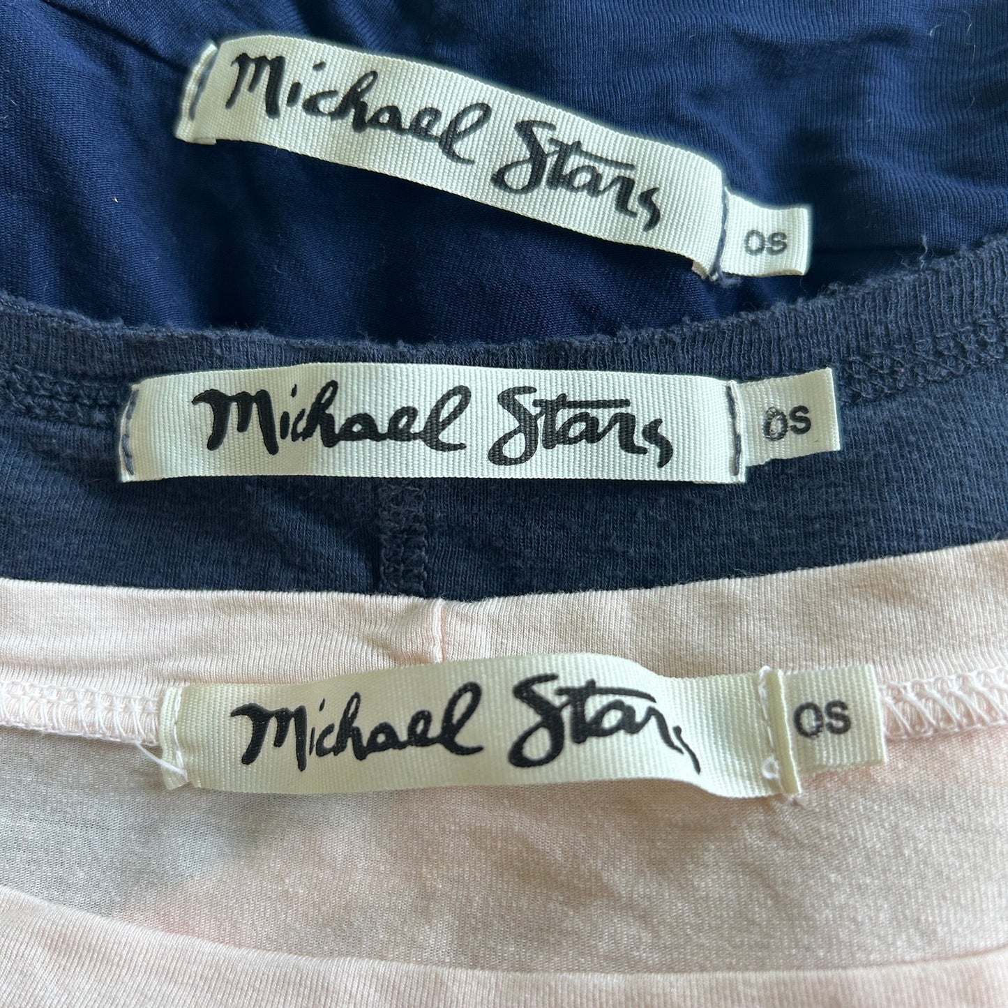 LOT 3 Michael Stars Navy Blue and Pink Knit Tops One Size