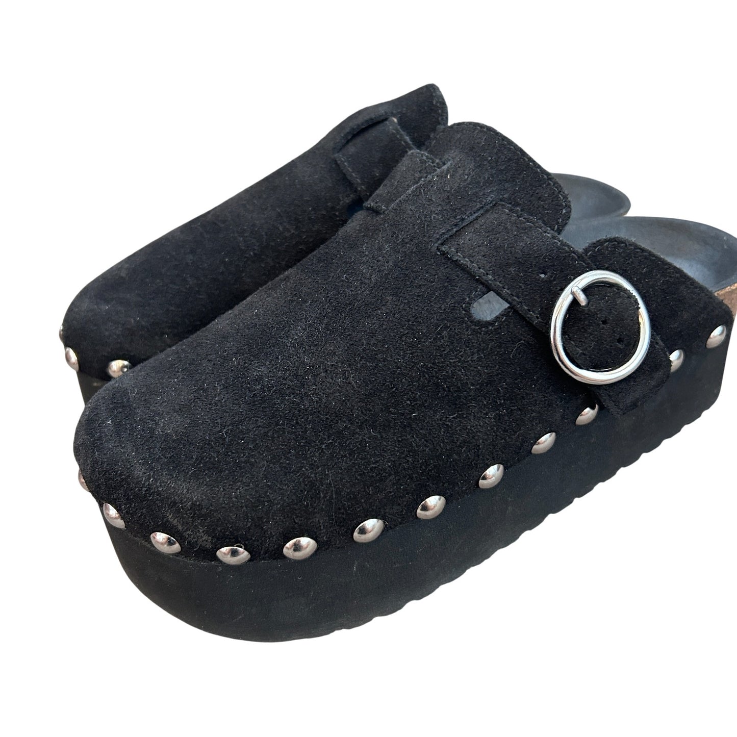 Jeffrey Campbell Celestine Black Suede Silver Slip-On Flats Womens Size 38 NEW