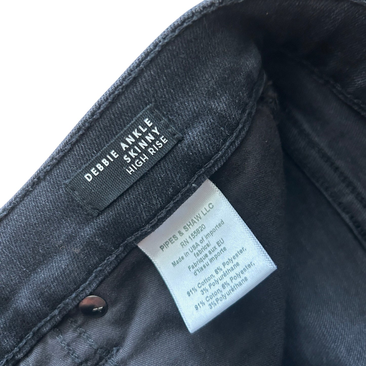Veronica Beard Debbie Ankle Skinny High Rise Black Denim Jeans Womens Size 25