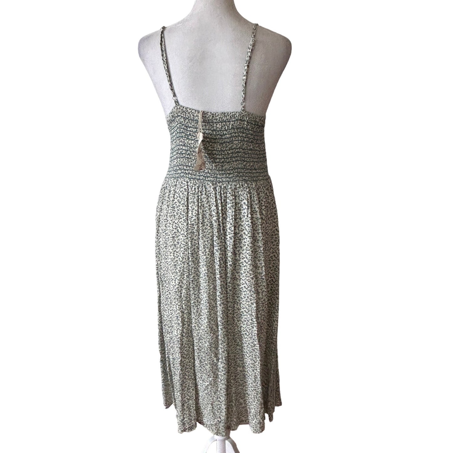 Hem & Thread NWT Green and Ivory Nicole Midi Sundress Boho Womens Size Medium