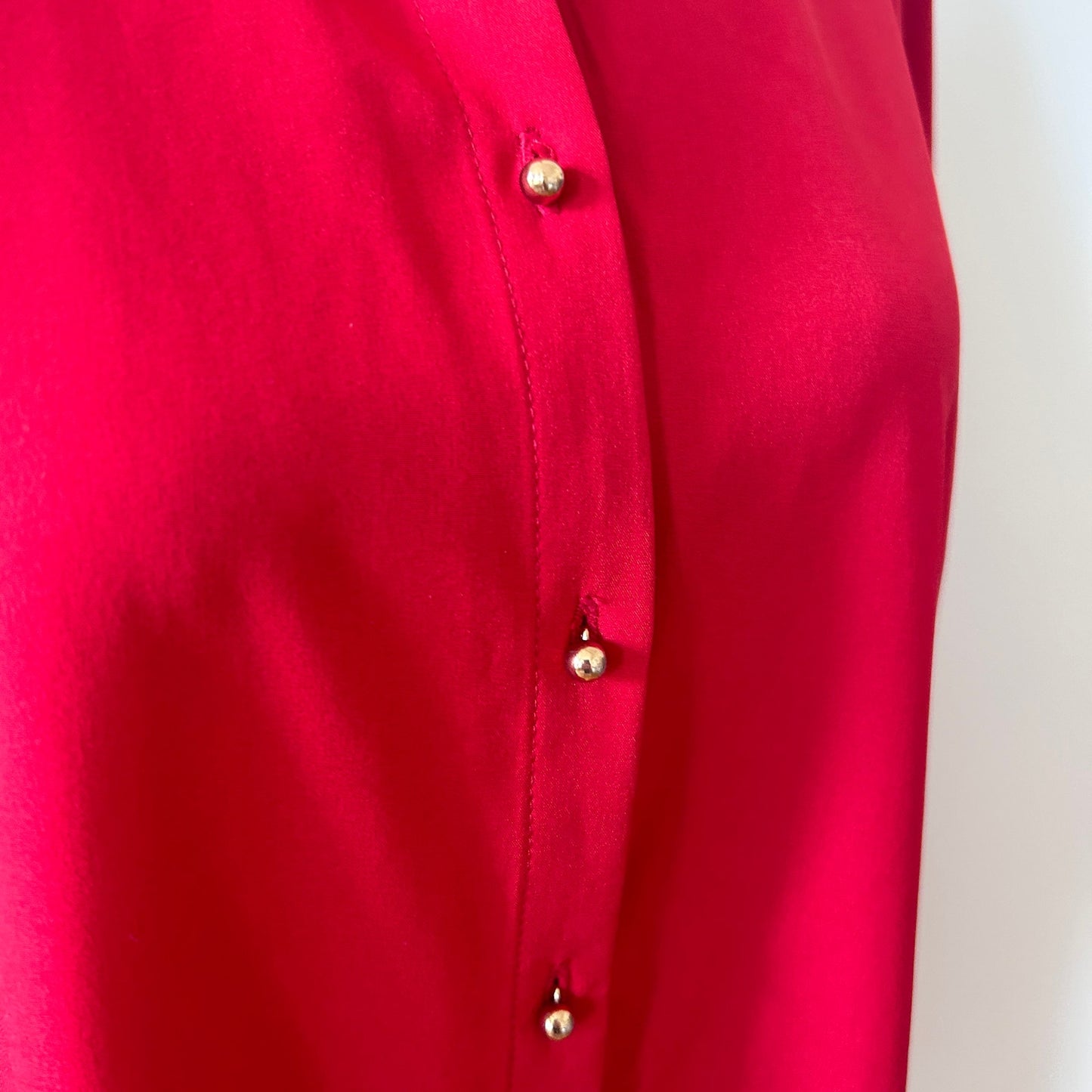 Soft Surroundings Red Ruffled Gold Button Front Short Shirt Dress Size Medium