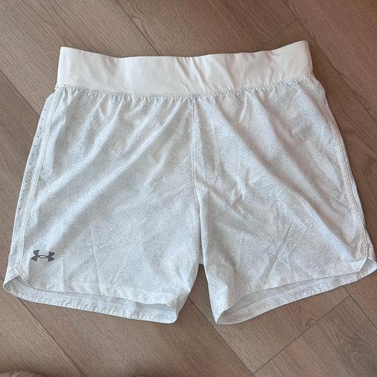 Under Armour Speedpocket 7" White and Gray Shorts Mens Size Large Style 1379694