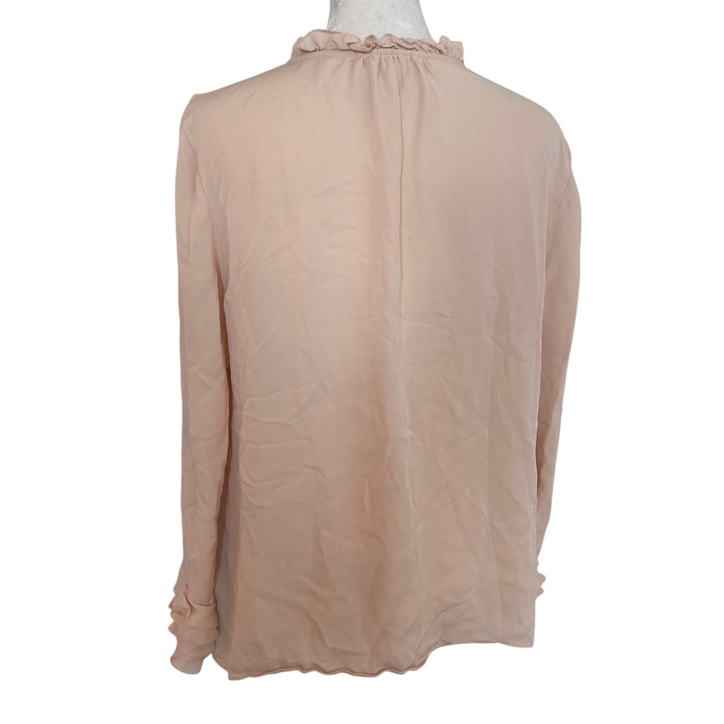 Rebecca Taylor Light Pink Long Sleeve Silk Ruffled Blouse Top Womens Size 12
