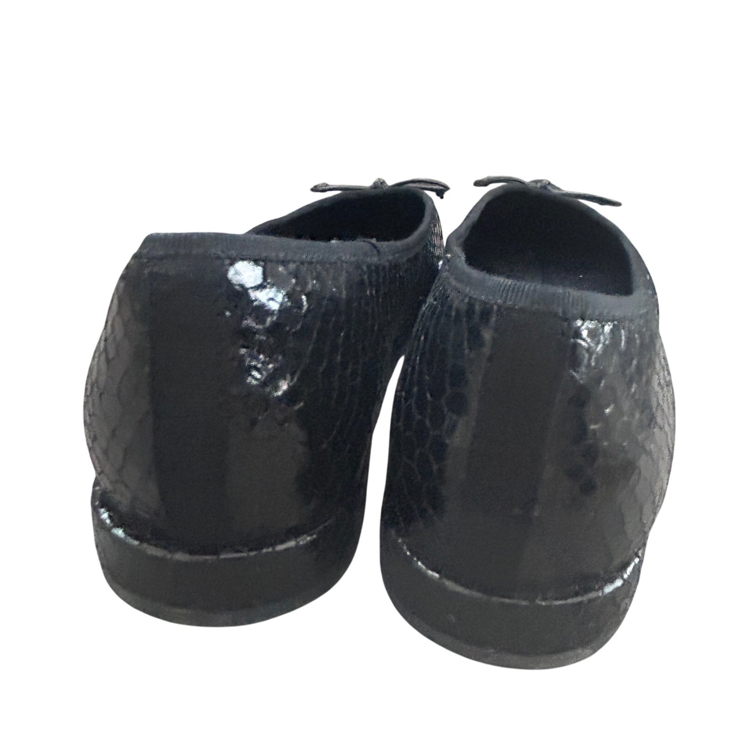 Dolce Vita Palani Black Pointed Toe Flats Black Snake Embossed Womens Size 9.5