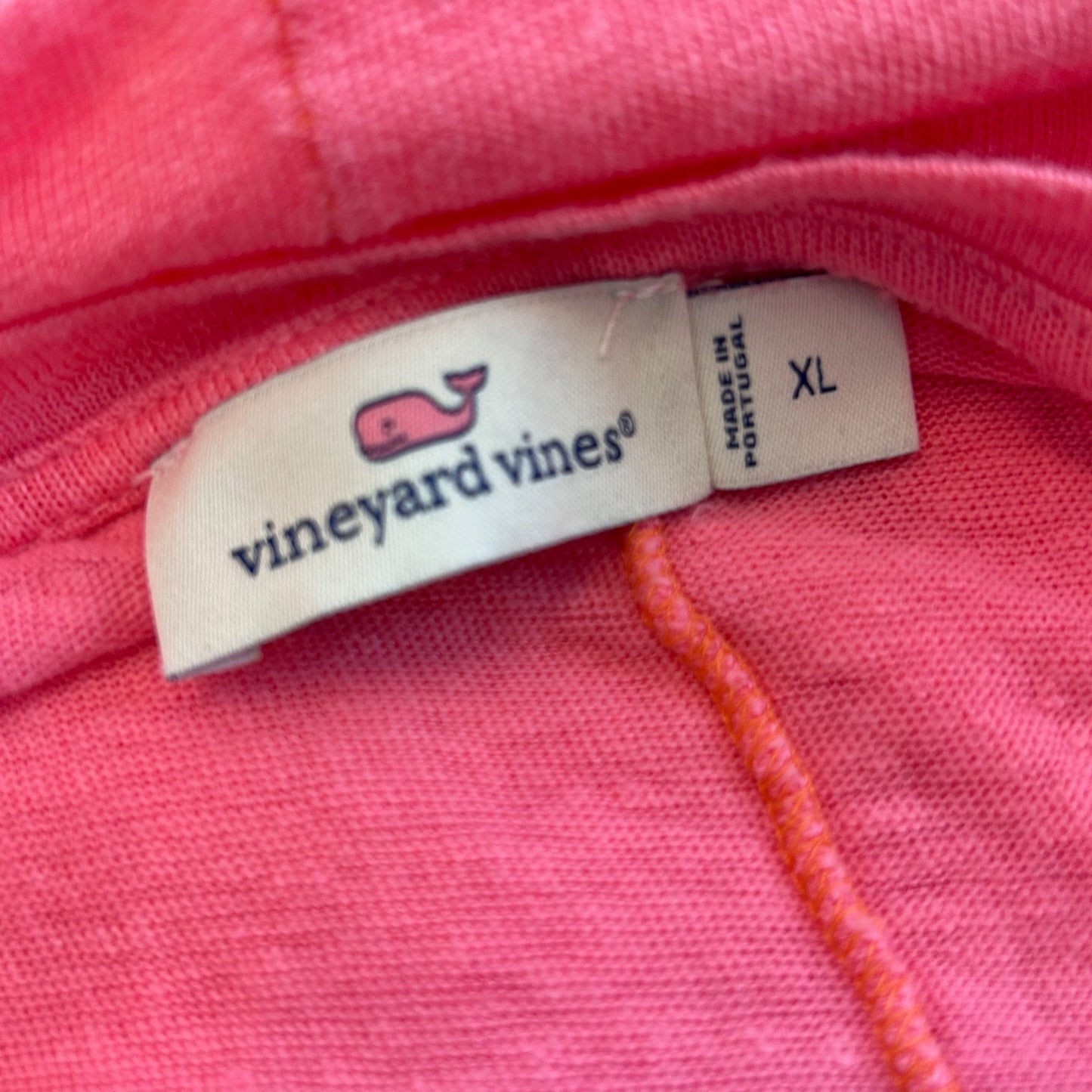 Vineyard Vines Pink 100% linen Short Sleeve V-Neck Tee Shirt Womens Size XL