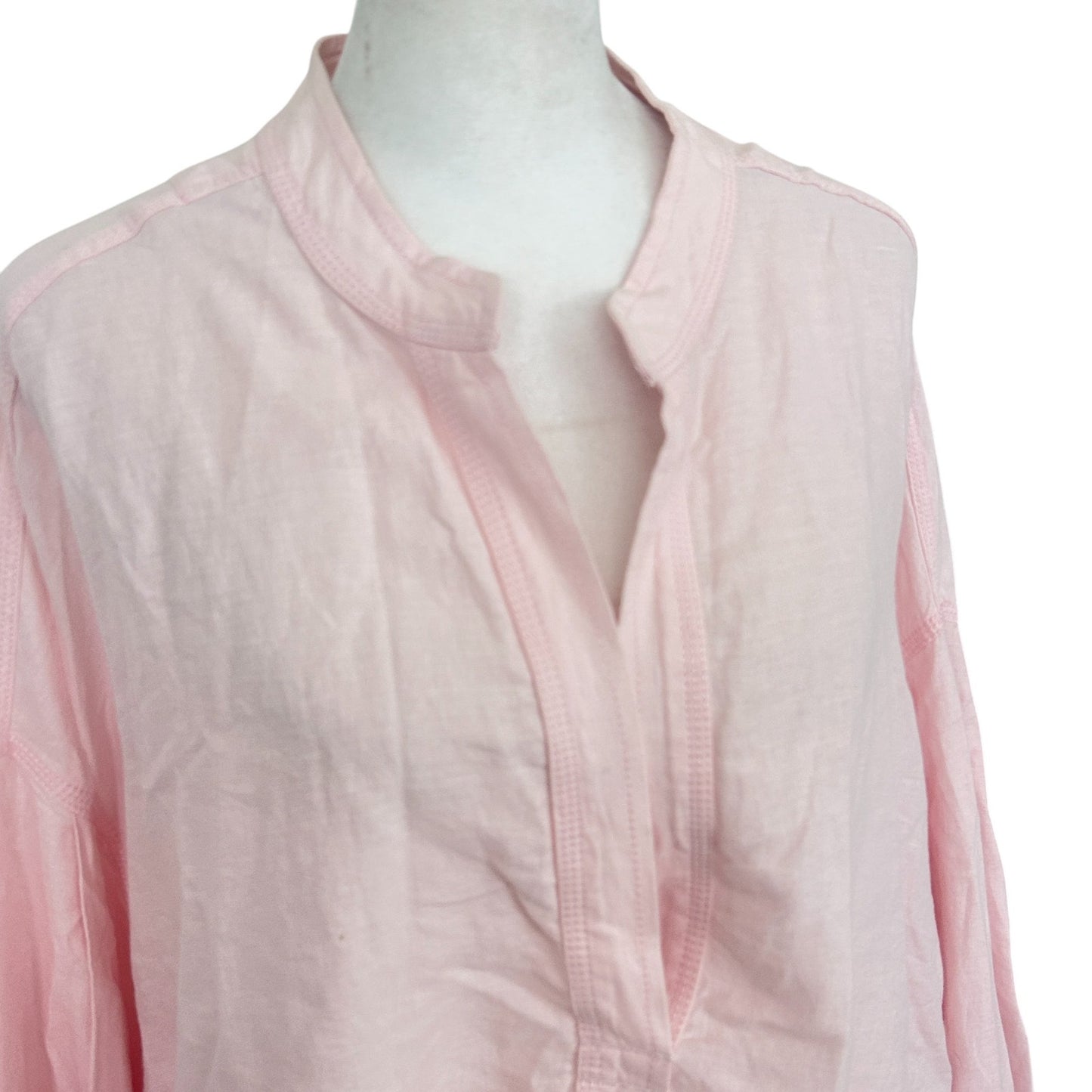 We The Free Light Pink Linen Blend Boxy Boho Top Womens Size Extra Small