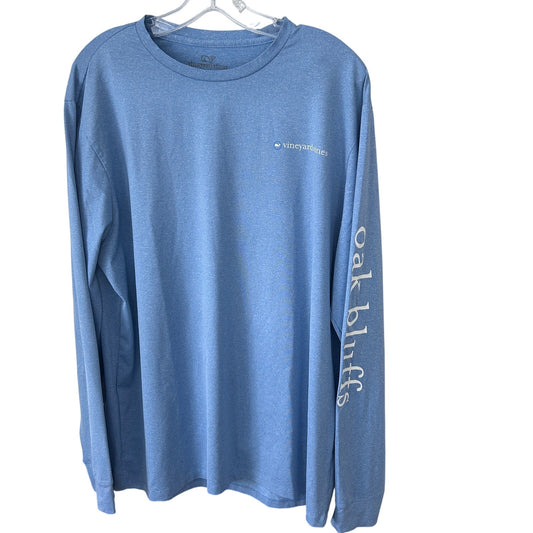 Vineyard Vines Performance Ocean Blue Long Sleeve Tee Oak Bluffs Mens Size Large