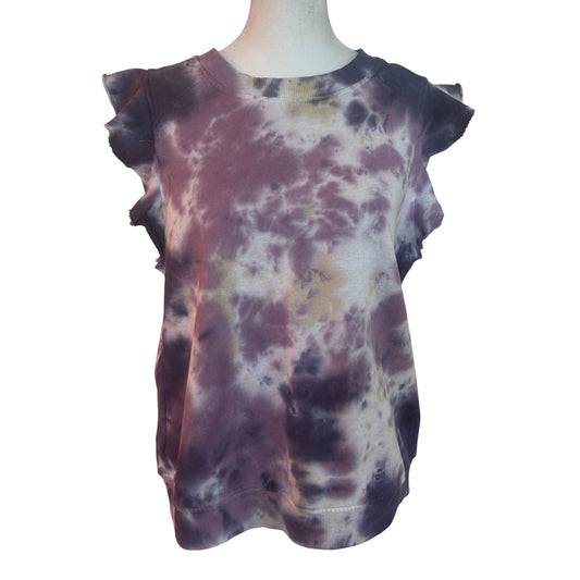 Anthropologie T.LA Purple Tie Dye Ruffled Sleeveless Top Womens Size Medium NEW