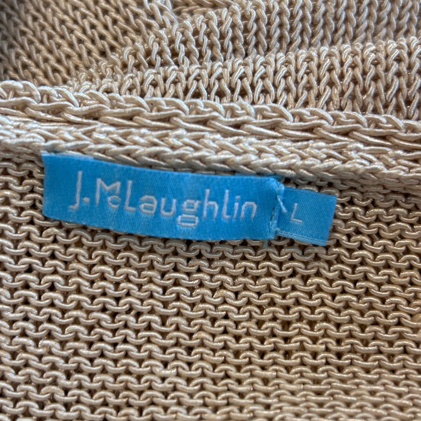 J McGlaughlin Tan Beige Long Sleeve V-Neck Pullover Sweater Womens Size Large