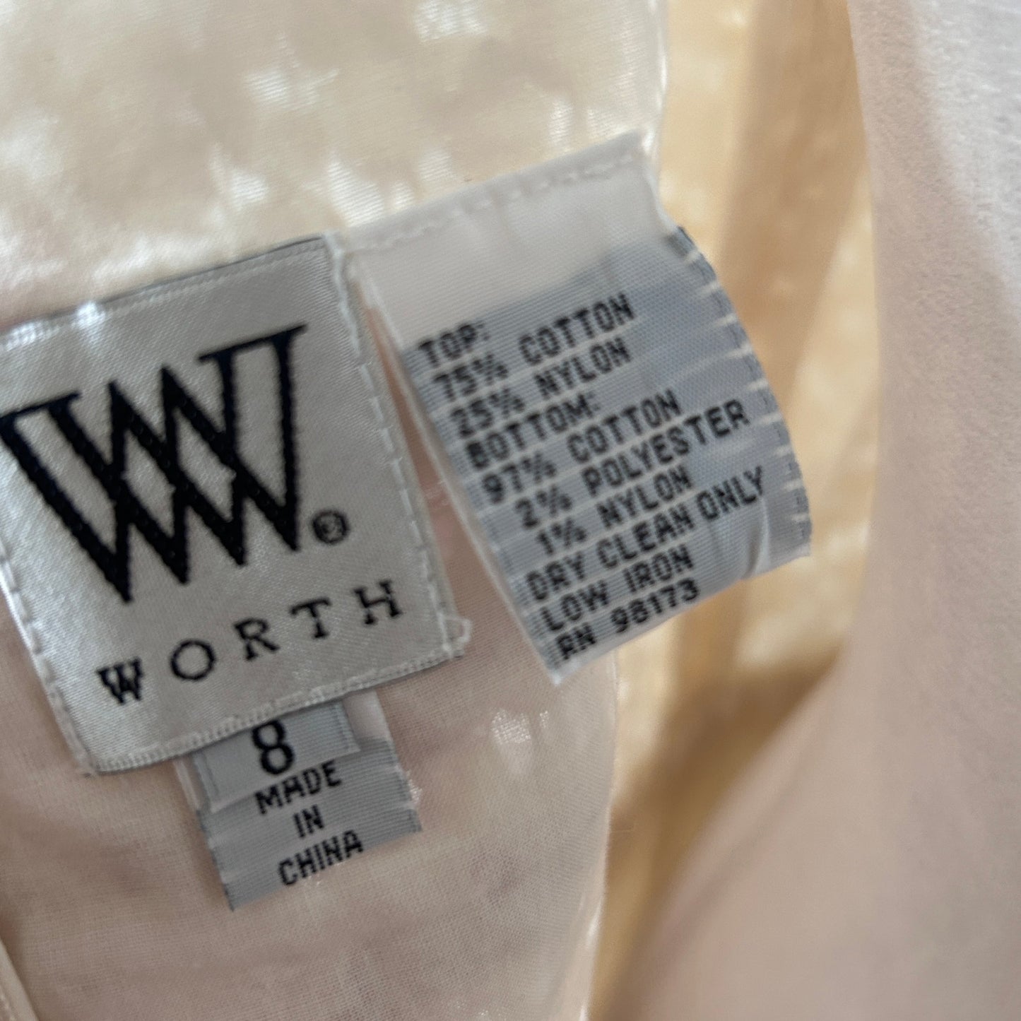 W by Worth Off-White Sleeveless Sheath Dress Floral Lace Overlay Womens Size 8