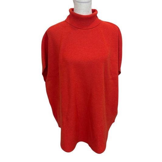 Lilla P NWT Orange Turtleneck Boxy Sleeveless Sweater Womens Size Small NEW