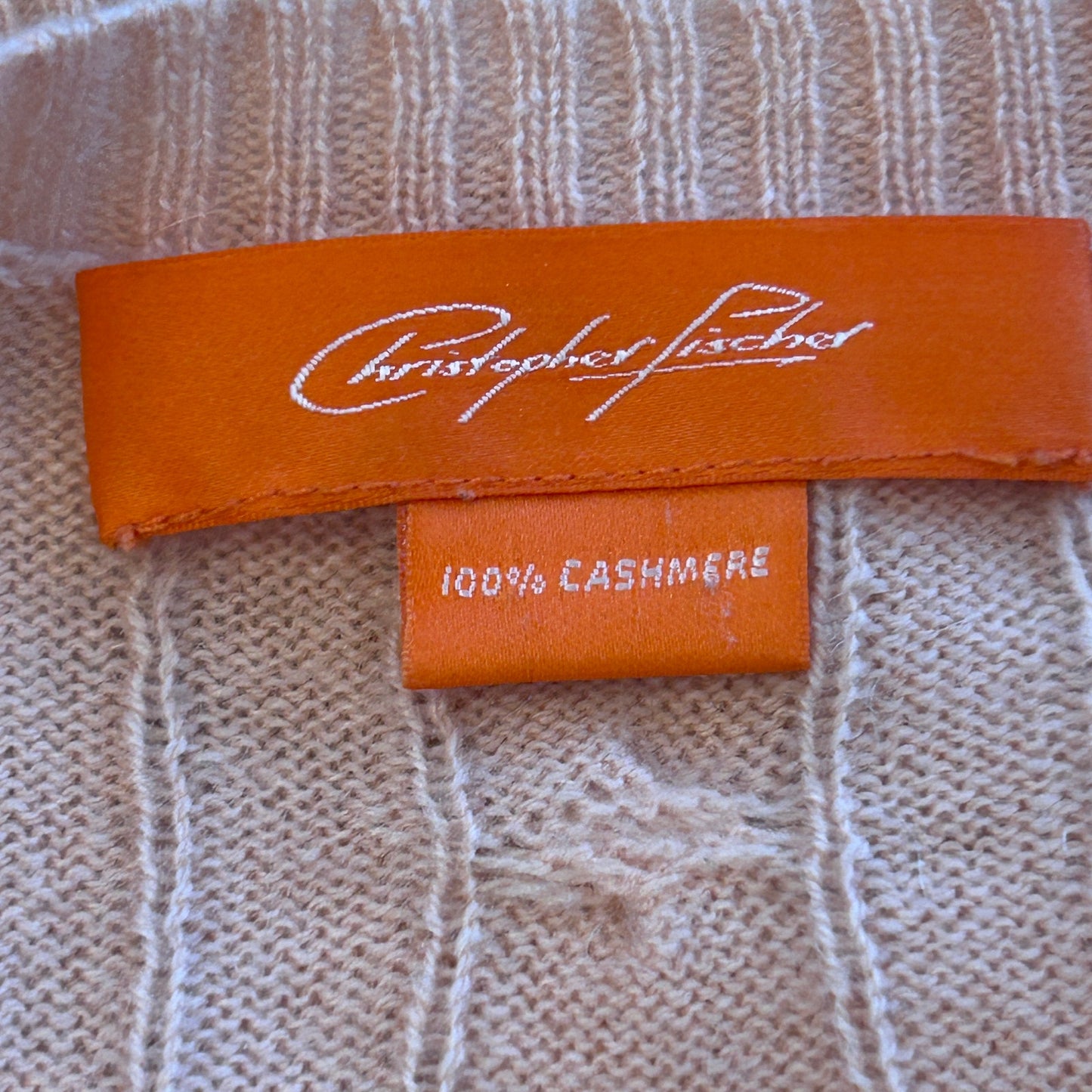 Christopher Fischer Pink V-Neck Cable Knit Cashmere Sweater Womens Size Medium