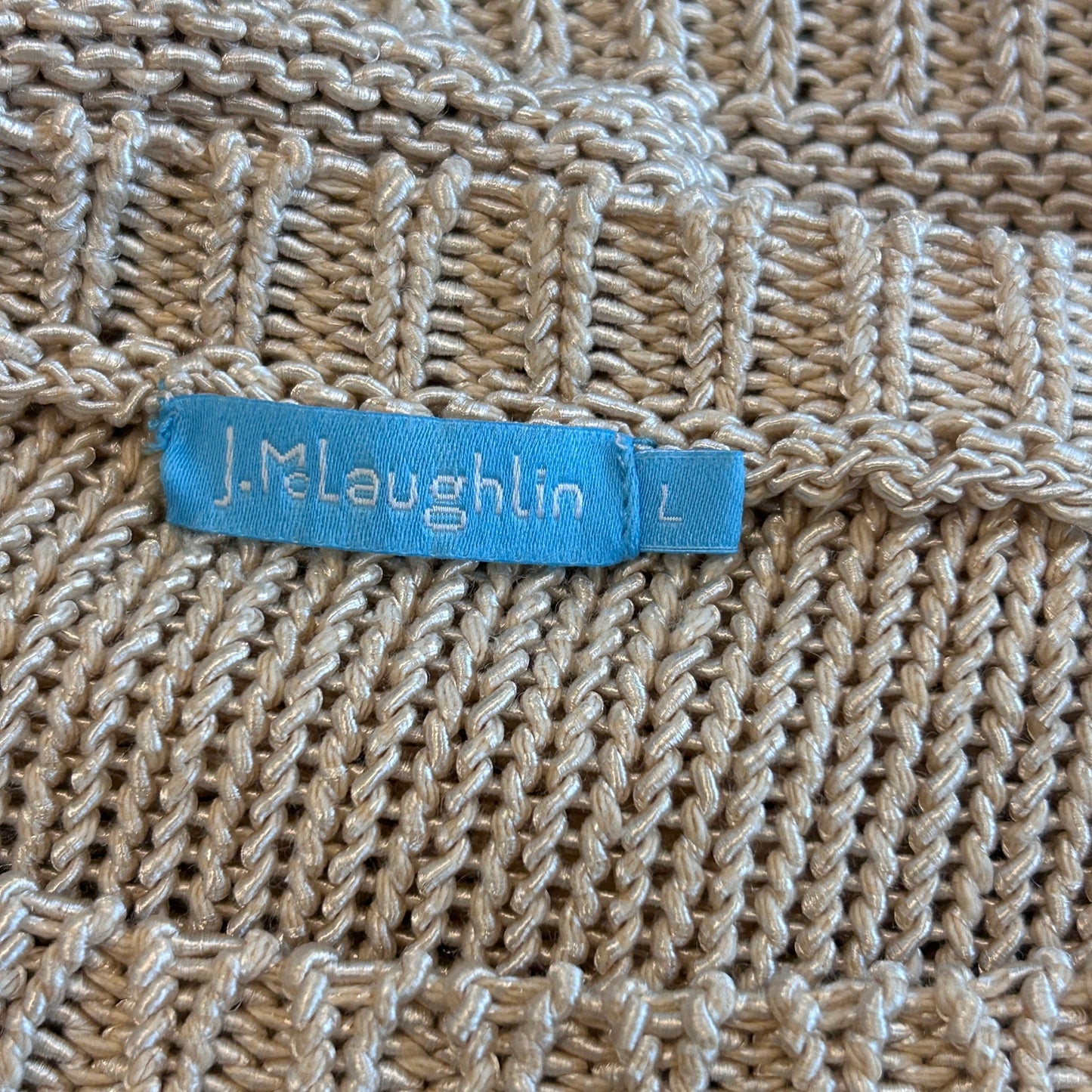 J McGlaughlin Tan Beige Long Sleeve Crewneck Pullover Sweater Womens Size Large