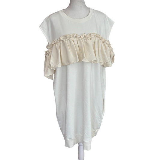 MM6 Maison Margiela Ivory Sleeveless Ruffle Sweatshirt Dress Womens Size Large