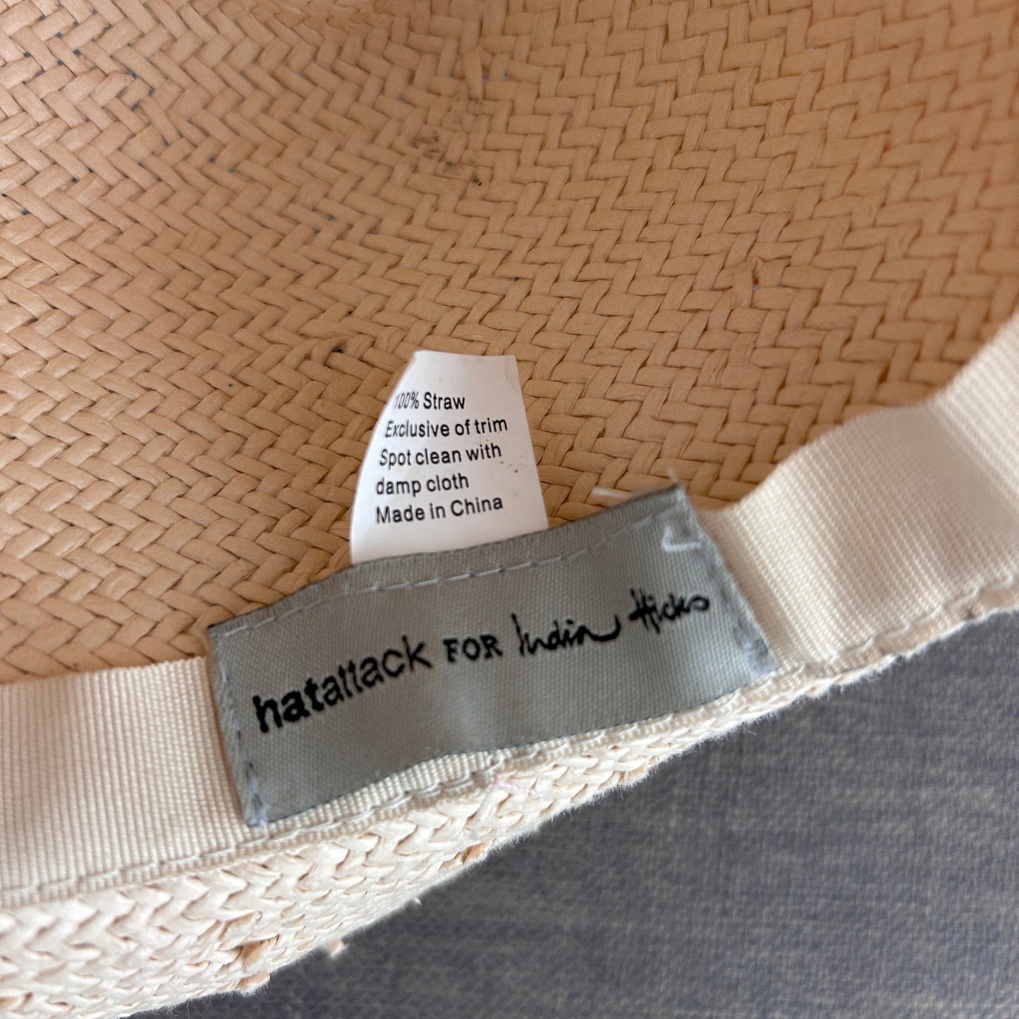 India Hicks Hat Attack Tan Straw Hat With Animal Print Band and Feather